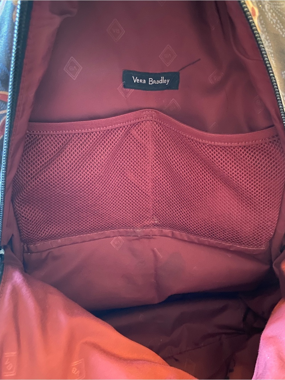 Vera Bradley Quilted Floral Backpack and Wallet in Brown with Pink Accents - Picture 8 of 8